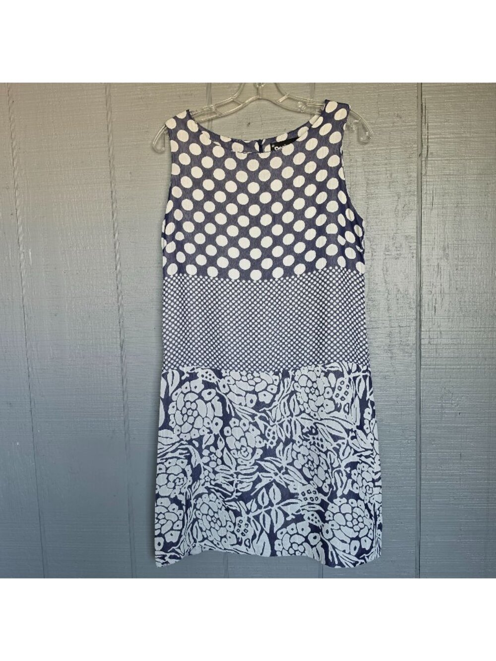 Desigual by Christian Lacroix Polka Dot Floral Blue-White Sleeveless Dress. Sz S